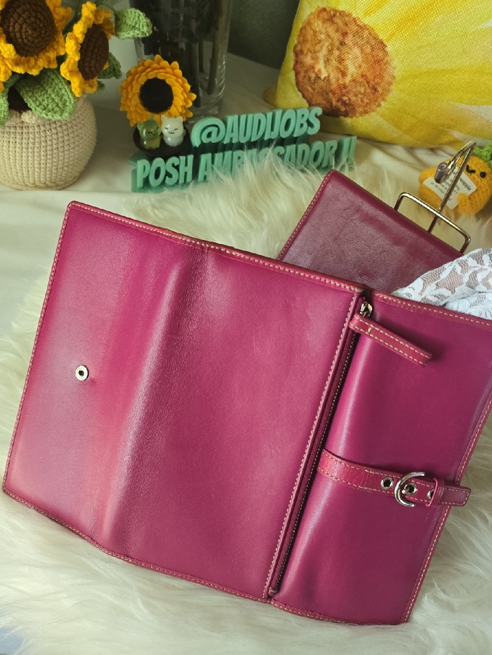 Coach Soho Y2k HOT FUSHIA Pink Women's Trifold Wallet And Rare Checkbook Cover - Picture 12 of 16